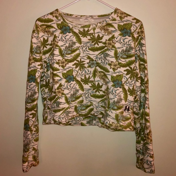Tropical Print Cropped Sweatshirt - Picture 2 of 3
